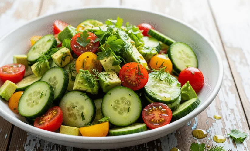 🥑 30-Minute Cucumber Tomato Avocado Salad!