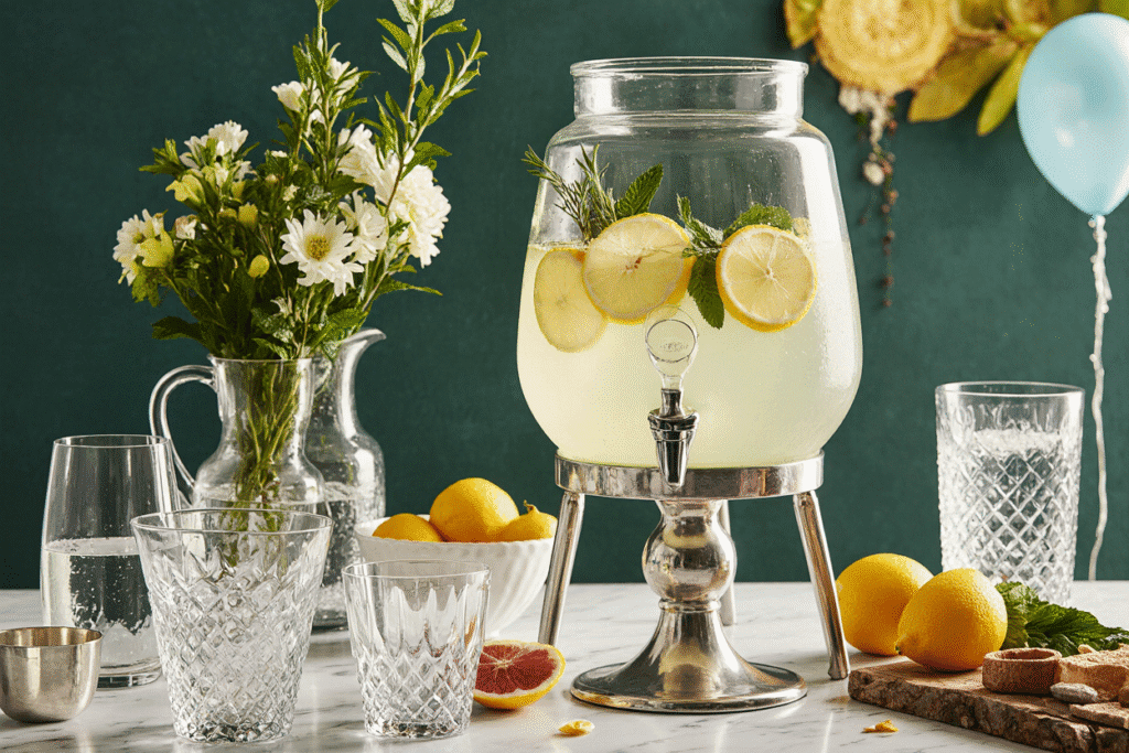 Party lemonade bar setup with Simply Lemonade
