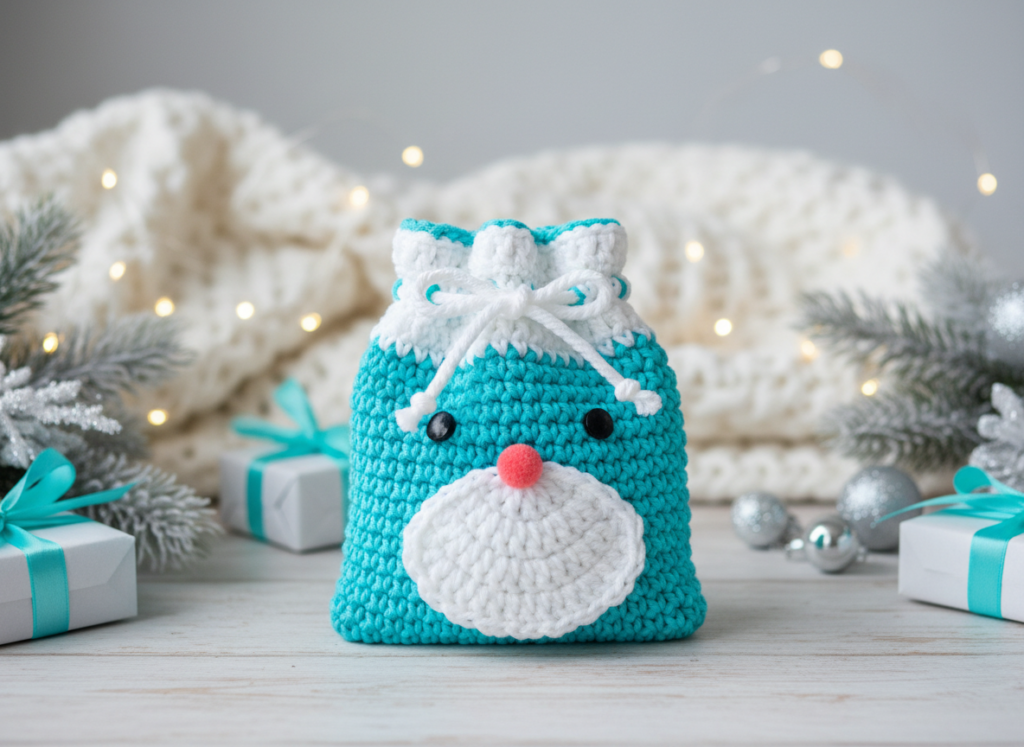 Frosted Christmas Santa Gift Bag Crochet Pattern