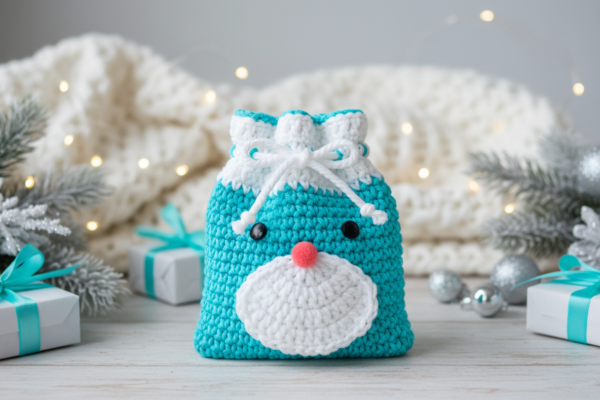 Frosted Christmas Santa Gift Bag Crochet Pattern