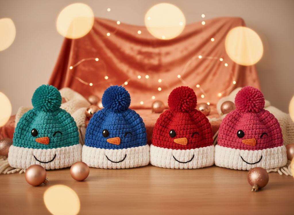 Winking Snowman Beanie: Crochet Pattern Overview