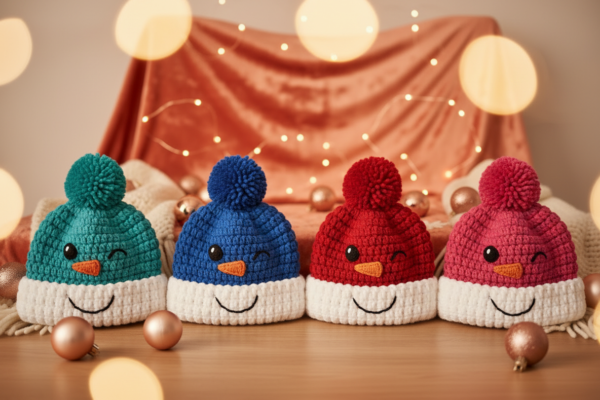 Winking Snowman Beanie: Crochet Pattern Overview